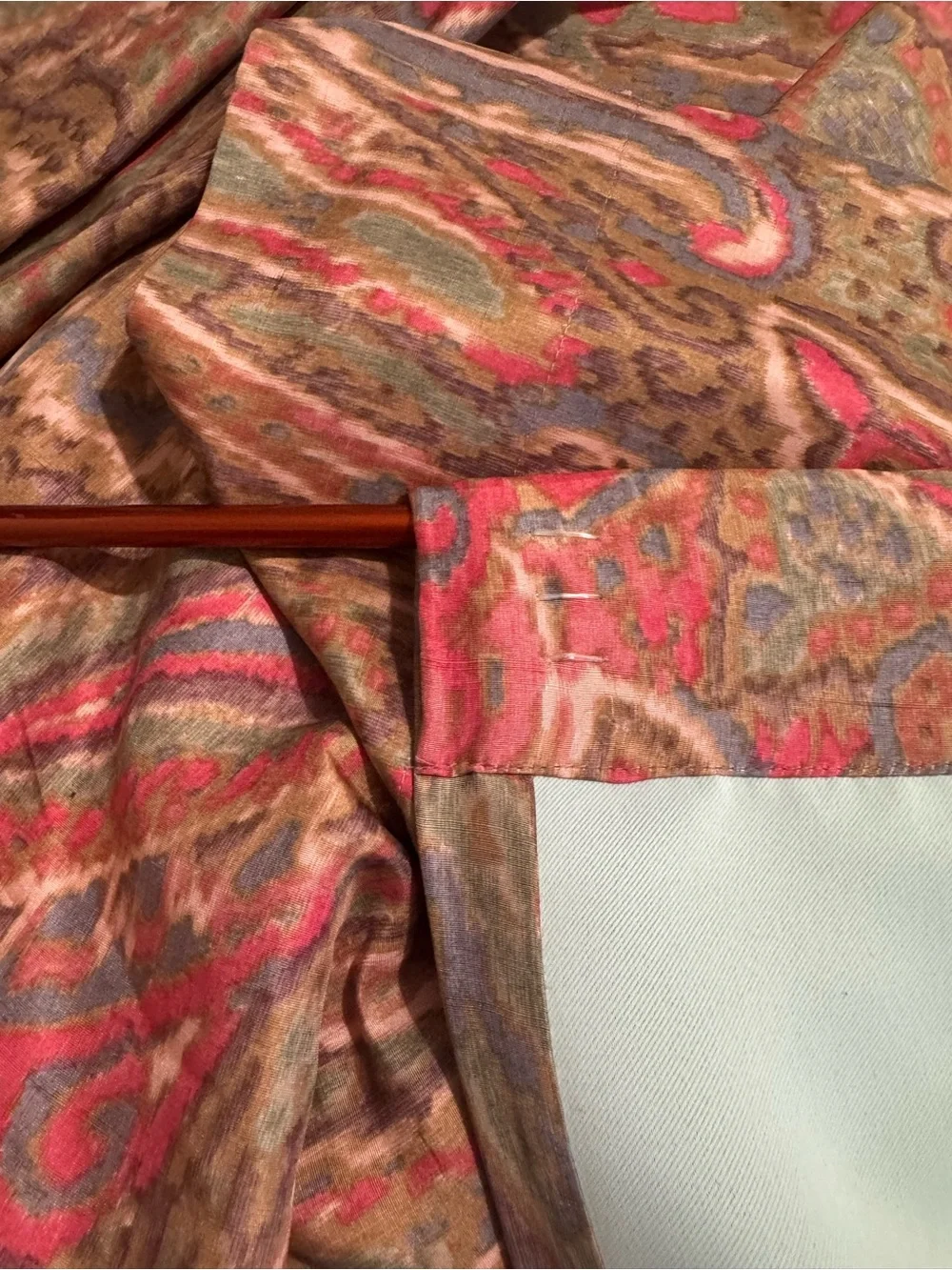 Pottery Barn Scarlett Paisley 100% Silk Lined Curtain Panels Pair 50x90 FLAW